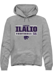 Damian Ilalio  Rally K-State Wildcats Mens Graphite NIL Stacked Box Long Sleeve Hoodie