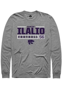 Damian Ilalio  K-State Wildcats Graphite Rally NIL Stacked Box Long Sleeve T Shirt