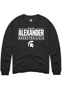 Isaline Alexander  Rally Michigan State Spartans Mens Black NIL Stacked Box Long Sleeve Crew Sweat..