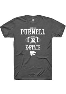 Desmond Purnell  K-State Wildcats Dark Grey Rally NIL Sport Icon Short Sleeve T Shirt