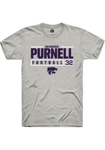 Desmond Purnell  K-State Wildcats Ash Rally NIL Stacked Box Short Sleeve T Shirt