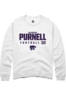 Desmond Purnell  Rally K-State Wildcats Mens White NIL Stacked Box Long Sleeve Crew Sweatshirt