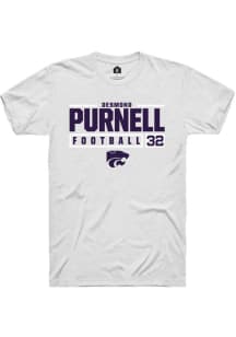 Desmond Purnell  K-State Wildcats White Rally NIL Stacked Box Short Sleeve T Shirt