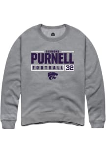 Desmond Purnell  Rally K-State Wildcats Mens Graphite NIL Stacked Box Long Sleeve Crew Sweatshirt