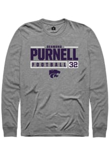 Desmond Purnell  K-State Wildcats Graphite Rally NIL Stacked Box Long Sleeve T Shirt