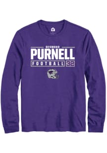 Desmond Purnell  K-State Wildcats Purple Rally NIL Stacked Box Long Sleeve T Shirt
