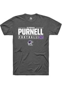 Desmond Purnell  K-State Wildcats Dark Grey Rally NIL Stacked Box Short Sleeve T Shirt