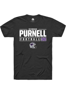 Desmond Purnell  K-State Wildcats Black Rally NIL Stacked Box Short Sleeve T Shirt