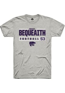 Drake Bequeaith  K-State Wildcats Ash Rally NIL Stacked Box Short Sleeve T Shirt