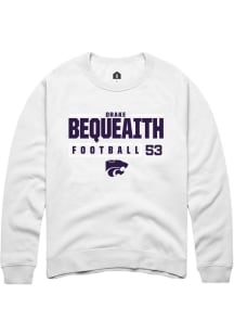 Drake Bequeaith  Rally K-State Wildcats Mens White NIL Stacked Box Long Sleeve Crew Sweatshirt