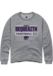 Drake Bequeaith  Rally K-State Wildcats Mens Graphite NIL Stacked Box Long Sleeve Crew Sweatshirt