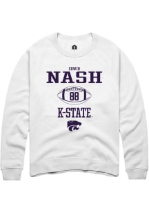 Erwin Nash  Rally K-State Wildcats Mens White NIL Sport Icon Long Sleeve Crew Sweatshirt