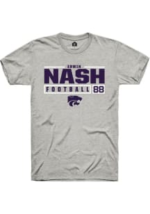 Erwin Nash  K-State Wildcats Ash Rally NIL Stacked Box Short Sleeve T Shirt