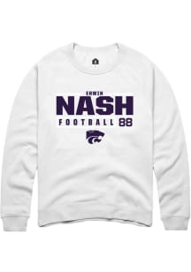 Erwin Nash  Rally K-State Wildcats Mens White NIL Stacked Box Long Sleeve Crew Sweatshirt