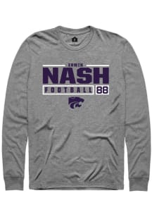 Erwin Nash  K-State Wildcats Graphite Rally NIL Stacked Box Long Sleeve T Shirt
