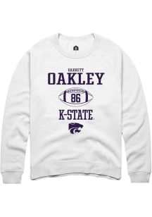 Garrett Oakley  Rally K-State Wildcats Mens White NIL Sport Icon Long Sleeve Crew Sweatshirt