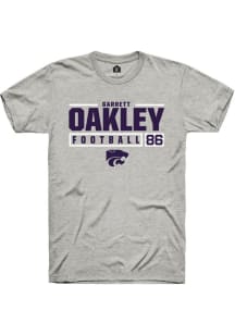Garrett Oakley  K-State Wildcats Ash Rally NIL Stacked Box Short Sleeve T Shirt