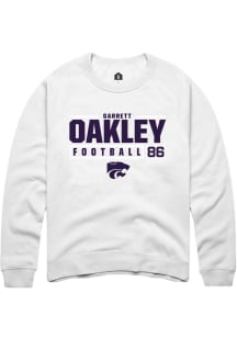 Garrett Oakley  Rally K-State Wildcats Mens White NIL Stacked Box Long Sleeve Crew Sweatshirt