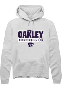 Garrett Oakley  Rally K-State Wildcats Mens White NIL Stacked Box Long Sleeve Hoodie