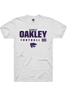 Garrett Oakley  K-State Wildcats White Rally NIL Stacked Box Short Sleeve T Shirt