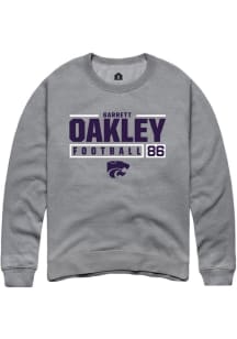 Garrett Oakley  Rally K-State Wildcats Mens Graphite NIL Stacked Box Long Sleeve Crew Sweatshirt
