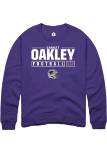 Garrett Oakley  Rally K-State Wildcats Mens Purple NIL Stacked Box Long Sleeve Crew Sweatshirt