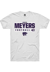 Gavin Meyers  K-State Wildcats White Rally NIL Stacked Box Short Sleeve T Shirt