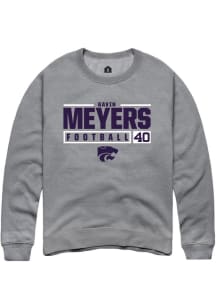 Gavin Meyers  Rally K-State Wildcats Mens Graphite NIL Stacked Box Long Sleeve Crew Sweatshirt