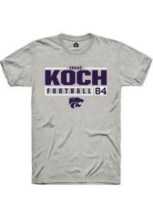 Isaac Koch  K-State Wildcats Ash Rally NIL Stacked Box Short Sleeve T Shirt