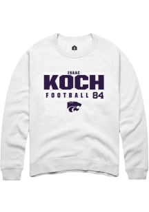 Isaac Koch  Rally K-State Wildcats Mens White NIL Stacked Box Long Sleeve Crew Sweatshirt