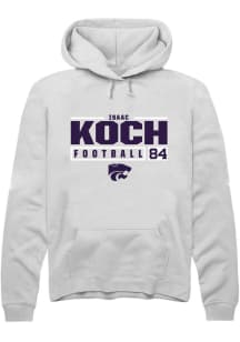 Isaac Koch  Rally K-State Wildcats Mens White NIL Stacked Box Long Sleeve Hoodie