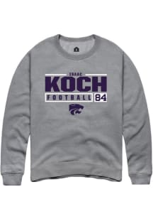 Isaac Koch  Rally K-State Wildcats Mens Graphite NIL Stacked Box Long Sleeve Crew Sweatshirt