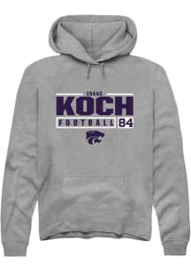 Isaac Koch  Rally K-State Wildcats Mens Graphite NIL Stacked Box Long Sleeve Hoodie