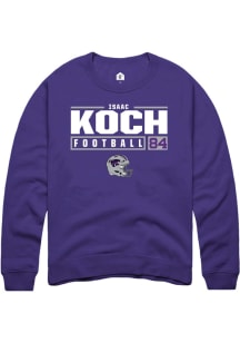 Isaac Koch  Rally K-State Wildcats Mens Purple NIL Stacked Box Long Sleeve Crew Sweatshirt