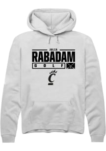Julia Rabadam  Rally Cincinnati Bearcats Mens White NIL Stacked Box Long Sleeve Hoodie