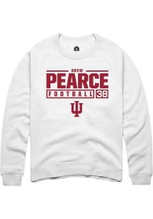 Drew Pearce  Rally Indiana Hoosiers Mens White NIL Stacked Box Long Sleeve Crew Sweatshirt