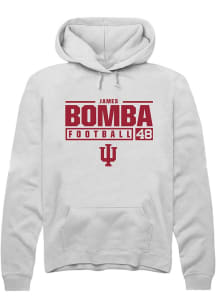 James Bomba  Rally Indiana Hoosiers Mens White NIL Stacked Box Long Sleeve Hoodie
