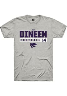 Jet Dineen  K-State Wildcats Ash Rally NIL Stacked Box Short Sleeve T Shirt