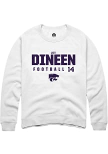 Jet Dineen  Rally K-State Wildcats Mens White NIL Stacked Box Long Sleeve Crew Sweatshirt