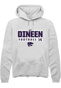 Jet Dineen  Rally K-State Wildcats Mens White NIL Stacked Box Long Sleeve Hoodie