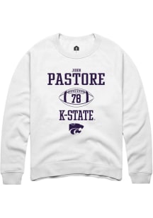 John Pastore  Rally K-State Wildcats Mens White NIL Sport Icon Long Sleeve Crew Sweatshirt
