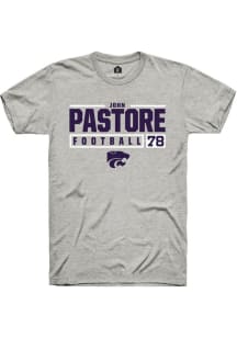 John Pastore  K-State Wildcats Ash Rally NIL Stacked Box Short Sleeve T Shirt