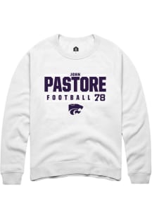 John Pastore  Rally K-State Wildcats Mens White NIL Stacked Box Long Sleeve Crew Sweatshirt