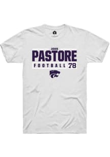John Pastore  K-State Wildcats White Rally NIL Stacked Box Short Sleeve T Shirt