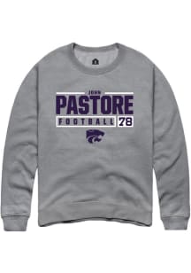 John Pastore  Rally K-State Wildcats Mens Graphite NIL Stacked Box Long Sleeve Crew Sweatshirt