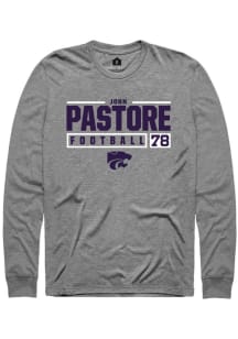 John Pastore  K-State Wildcats Graphite Rally NIL Stacked Box Long Sleeve T Shirt
