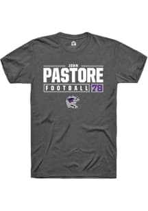 John Pastore  K-State Wildcats Dark Grey Rally NIL Stacked Box Short Sleeve T Shirt