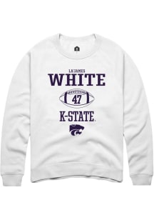 La’James White  Rally K-State Wildcats Mens White NIL Sport Icon Long Sleeve Crew Sweatshirt