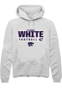 La’James White  Rally K-State Wildcats Mens White NIL Stacked Box Long Sleeve Hoodie