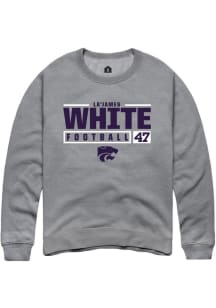 La’James White  Rally K-State Wildcats Mens Graphite NIL Stacked Box Long Sleeve Crew Sweatshirt